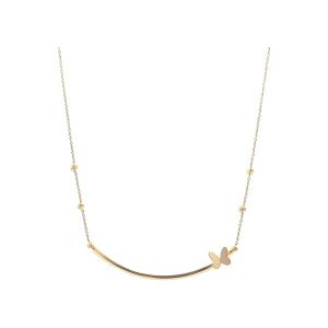 Collier en or jaune 18 carats – 2.24 gr Or 750/1000 – design en forme de croissant élégant avec un papillon posé sur son bord – Élégance intemporelle – Salia Gold Paris