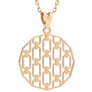 Collier femme or jaune 18 carats – Pendentif dodécagonal à motif de chaînes entrelacées_2.73 gr Or 750/1000– Symbole d’unité et design parisien – Salia Gold Paris
