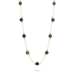 Collier femme or jaune 18 carats – Pierres vertes naturelles et perles dorées 1.82 gr Or 750/1000 – Élégance lumineuse et design intemporel – Salia Gold Paris