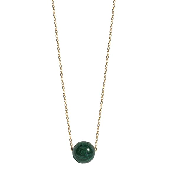 Collier – or 18 carats – 1.30 gr – Collier fin et avec pierre ronde vert foncé – Valeur refuge – Idée cadeau – poinçon 750 – Certificat d’authenticité – Salia Gold Paris