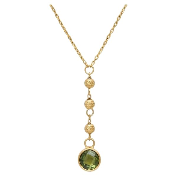 Collier – or 18 carats – 1.46 gr – pendentif boules facettées avec pierre verte – Valeur refuge – Cadeau – 750 – Certificat d’authenticité – Salia Gold Paris