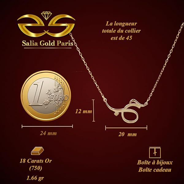 Collier – or 18 carats – 1.66 gr – design gravé du mot arabe حبّ, élégance intemporelle – symbole élégant – Valeur refuge – Idée cadeau – poinçon 750 – Certificat d’authenticité – Salia Gold Paris - Image 4