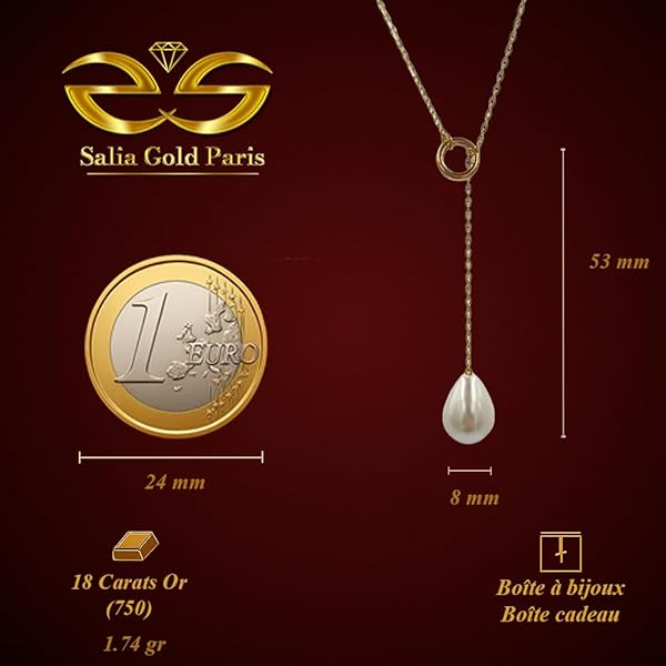 Collier – or 18 carats – 1.74 gr – design chaîne 43 cm avec perle, Élégance intemporelle – symbole élégant – Valeur refuge – Idée cadeau – poinçon 750 – Certificat d’authenticité – Salia Gold Paris - Image 4