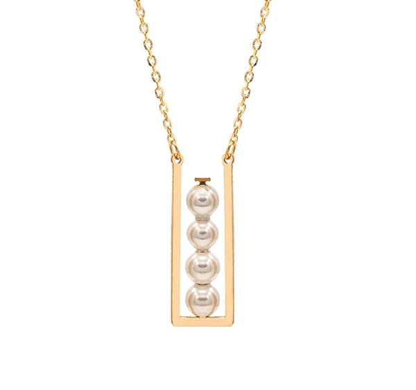 Collier – or 18 carats – 1.79 gr – Design vertical avec 4 perles blanches – charme naturel au quotidien – Valeur refuge – Idée cadeau – poinçon 750 – Certificat d’authenticité – Salia Gold Paris