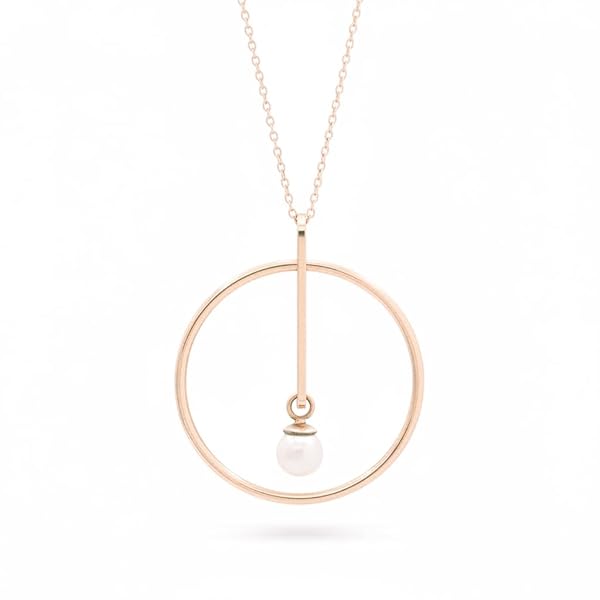 Collier – or 18 carats – 2.38 gr – design Cercle moderne avec perle suspendue – symbole élégant – Valeur refuge – Idée cadeau – poinçon 750 – Certificat d’authenticité – Salia Gold Paris