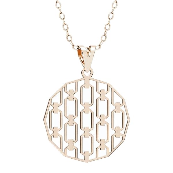 Collier – or 18 carats – 2.73 gr – design dodécagonal à motif de chaînes entrelacées – symbole élégant – Valeur refuge – Idée cadeau – poinçon 750 – Certificat d’authenticité – Salia Gold Paris