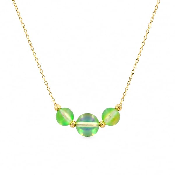 Collier – or ـJaune 18 carats – 1.510 gr – Trois manifiques pierres vertes rondes & boules facettées – Valeur refuge – Cadeau – Poinçon 750 – Certificat d’authenticité – Salia Gold Paris