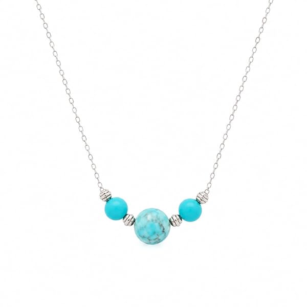 Collier – or blanc 18 carats – 1.220 gr – Pierres turquoise rondes & boules en Or facettées – Valeur refuge – Cadeau – Poinçon 750 – Certificat d’authenticité – Salia Gold Paris