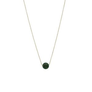 Collier or jaune 18 carats 1,30 gr Or 750/1000 – Collier fin et élégant avec pierre ronde vert foncé – Salia Gold Paris