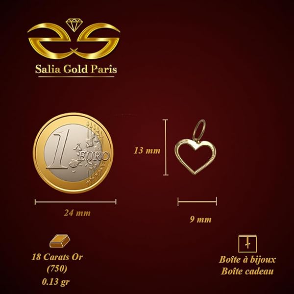 Pendentif Femme – or 18 carats – 0.13 gr – design cœur délicat et raffiné, bijou artisanal – symbole élégant – Valeur refuge – Idée cadeau – poinçon 750 – Certificat d’authenticité – Salia Gold Paris - Image 4