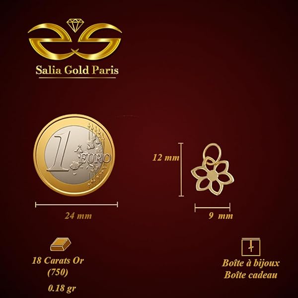 Pendentif Femme – or 18 carats – 0.18 gr – design fleur à 6 pétales, bijou floral raffiné – symbole élégant – Valeur refuge – Idée cadeau – poinçon 750 – Certificat d’authenticité – Salia Gold Paris - Image 4