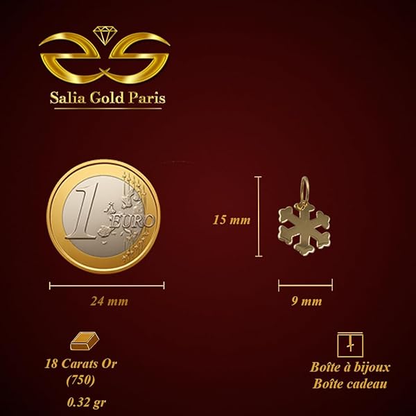 Pendentif Femme – or 18 carats – 0.32 gr – design flocon de neige, design artisanal élégant – symbole élégant – Valeur refuge – Idée cadeau – poinçon 750 – Certificat d’authenticité – Salia Gold Paris - Image 4