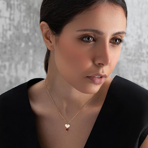 Pendentif Femme – or 18 carats – 0.35 gr – cœur, bijou léger avec perle rouge suspendue 16 mm – Valeur refuge – Idée cadeau – poinçon 750 – Certificat d’authenticité – Salia Gold Paris - Image 3