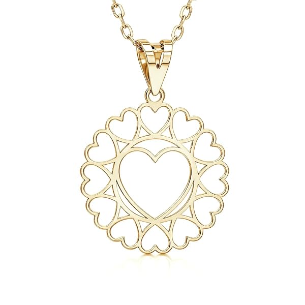Pendentif Femme – or 18 carats – 0.83 gr – cœur cercle ajouré 25 x 18 mm, bijou romantique – Valeur refuge – Idée cadeau – poinçon 750 – Certificat d’authenticité – Salia Gold Paris