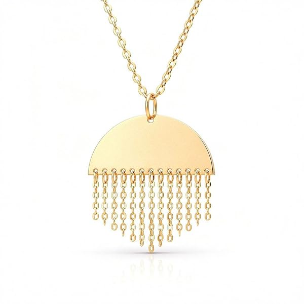 Pendentif Femme – or 18 carats – 1.06 gr – demi-cercle avec chaînes pendantes, finition polie artisanale – Valeur refuge – Idée cadeau – poinçon 750 – Certificat d’authenticité – Salia Gold Paris
