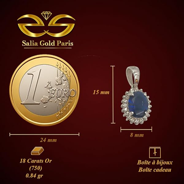 Pendentif Femme – or blanc 18 carats – 0.84 gr – avec pierre facettée et pavage scintillant – Valeur refuge – Idée cadeau – poinçon 750 – Certificat d’authenticité – Salia Gold Paris - Image 4