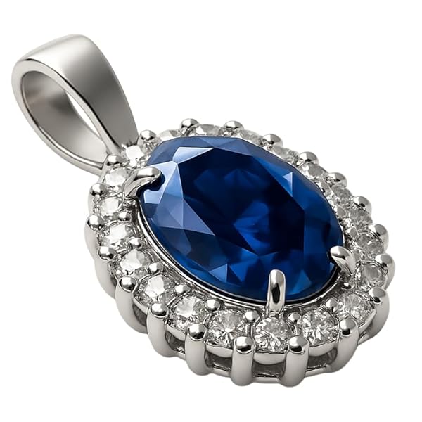 Pendentif Femme – or blanc 18 carats – 0.84 gr – avec pierre facettée et pavage scintillant – Valeur refuge – Idée cadeau – poinçon 750 – Certificat d’authenticité – Salia Gold Paris