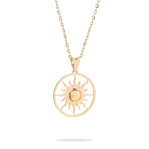 Pendentif Soleil en or jaune 18 carats avec perle lisse – 1.3 gr O 750/1000 - Symbole de lumière et d’énergie – 25 mm – Salia Gold Paris