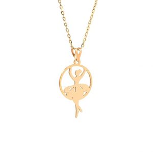 Pendentif ballerine en or jaune 18 carats – 1.51 gr Or 750/1000 - Danseuse élégante dans cercle – Bijou poétique et raffiné – Salia Gold Paris