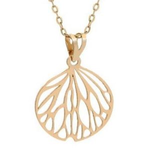 Pendentif nervure de feuille or jaune 18 carats – Motif nature 21 x 15 mm – 0.3 gr Or 750/1000 - Élégance organique et finesse dorée – Salia Gold Paris