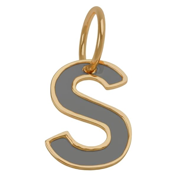 Pendentif – or 18 carats – 0.23 gr – lettre S émaillé gris, design artisanal – Valeur refuge – Idée cadeau – poinçon 750 – Certificat d’authenticité – Salia Gold Paris