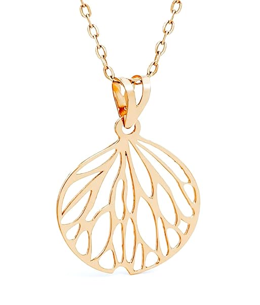 Pendentif – or 18 carats – 0.3 gr – nervure de feuille – Valeur refuge – Idée cadeau – poinçon 750 – Certificat d’authenticité – Salia Gold Paris