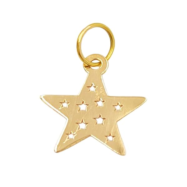 Pendentif – or 18 carats – 0.31 gr – étoile ajourée avec petites étoiles gravées, design – Valeur refuge – Idée cadeau – poinçon 750 – Certificat d’authenticité – Salia Gold Paris