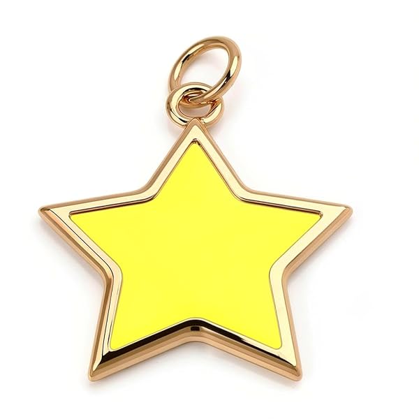 Pendentif – or 18 carats – 0.34 gr – étoile à cinq branches émaillée jaune, détails artistiques fins – Valeur refuge – Idée cadeau – poinçon 750 – Certificat d’authenticité – Salia Gold Paris