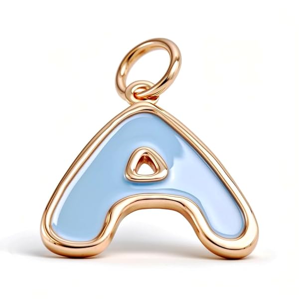 Pendentif – or 18 carats – 0.35 gr – lettre A émaillé bleu ciel, design – Valeur refuge – Idée cadeau – poinçon 750 – Certificat d’authenticité – Salia Gold Paris
