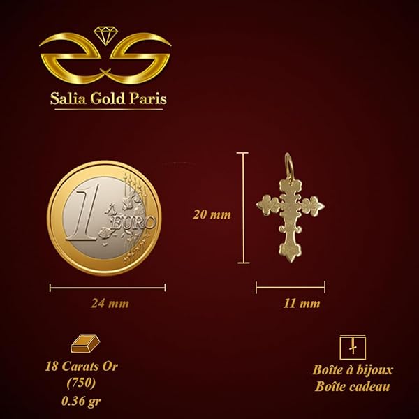 Pendentif – or 18 carats – 0.36 gr – design croix élégante, bijou artisanal – symbole de foi et de protection – Valeur refuge – Idée cadeau – poinçon 750 – Certificat d’authenticité – Salia Gold Paris - Image 4