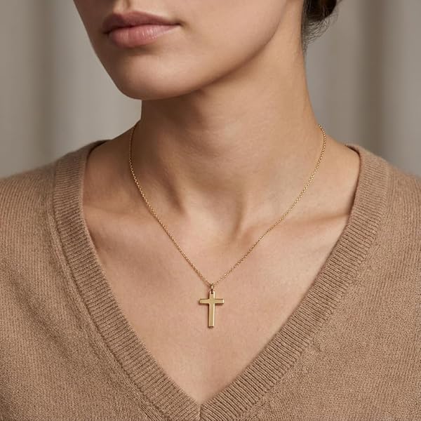Pendentif – or 18 carats – 0.39 gr – design croix élégante et intemporelle, design artisanal – symbole élégant – Valeur refuge – Idée cadeau – poinçon 750 – Certificat d’authenticité –Salia Gold Paris - Image 3