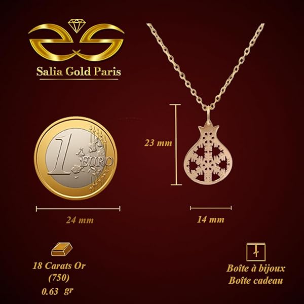 Pendentif – or 18 carats – 0.63 gr – neige & grenade, élégance – Valeur refuge – Idée cadeau – poinçon 750 – Certificat d’authenticité – Salia Gold Paris - Image 4
