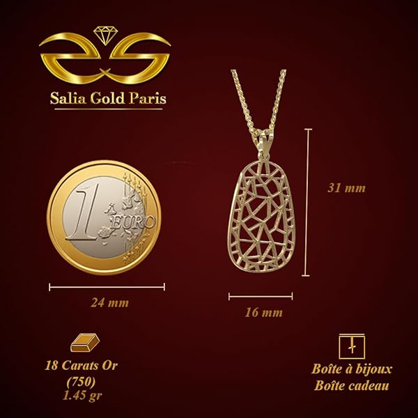 Pendentif – or 18 carats – 1.45 gr – design géométrique ajouré – harmonie géométrique et modernité – Valeur refuge – Idée cadeau – poinçon 750 – Certificat d’authenticité – Salia Gold Paris - Image 4