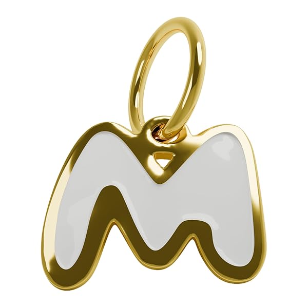 Pendentif – or blanc 18 carats – 0.48 gr – lettre M émaillé blanc, design – Valeur refuge – Idée cadeau – poinçon 750 – Certificat d’authenticité – Salia Gold Paris