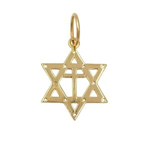 Pendentif or jaune 18 carats 0,23gr Or 750/1000 étoile à 6 branches avec croix centrale – bijou raffiné Salia Gold Paris
