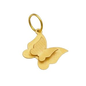 Pendentif or jaune 18 carats 0,43gr Or 750/1000 papillon ajouré avec petit papillon intérieur – finition mate élégante – Salia Gold Paris