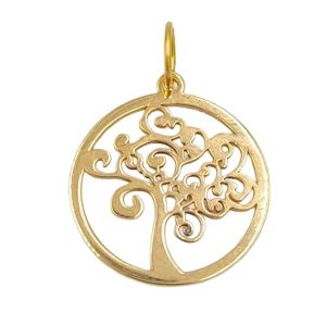 Pendentif or jaune 18 carats 0.79gr Or 750/1000 – Cercle ajouré avec arbre de vie, symbole intemporel – Salia Gold Paris