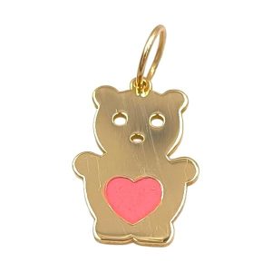 Pendentif or jaune 18 carats 0,7gr Or 750/1000 ours minimaliste cœur rose émaillé – bijou fin et poétique – Salia Gold Paris