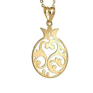 Pendentif or jaune 18 carats 0.94gr Or 750/1000_ Anar – Design ajouré floral et symbolique – Salia Gold Paris