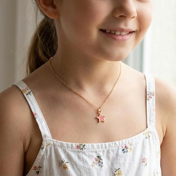 Pendentif – or rose 18 carats – 0.36 gr – étoile à cinq branches émaillée rose, détails artistiques fins – Valeur refuge – Idée cadeau – poinçon 750 – Certificat d’authenticité – Salia Gold Paris - Image 3