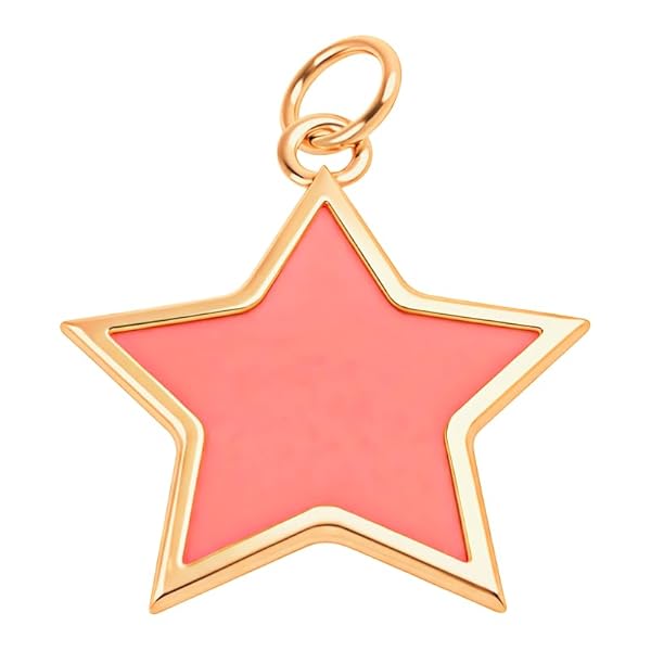 Pendentif – or rose 18 carats – 0.36 gr – étoile à cinq branches émaillée rose, détails artistiques fins – Valeur refuge – Idée cadeau – poinçon 750 – Certificat d’authenticité – Salia Gold Paris