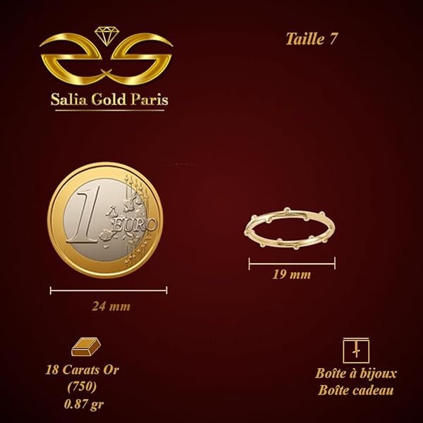 Salia Gold Paris Bague – or 18 Carats – 0.87 gr – design délicat – Valeur refuge – Idée cadeau – poinçon 750 – Certificat d’authenticité - Image 4