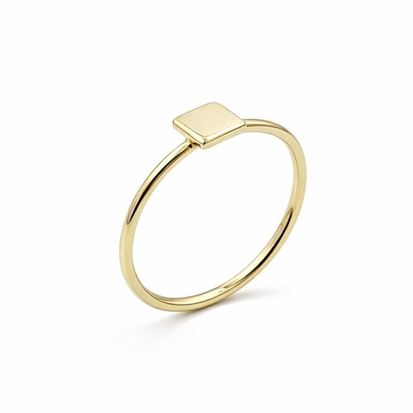 Salia Gold Paris Bague – or 18 carats – 0.87 gr – Délicate et raffinée, sublimée par un petit carré – Valeur refuge – Idée cadeau – poinçon 750 – Certificat d’authenticité