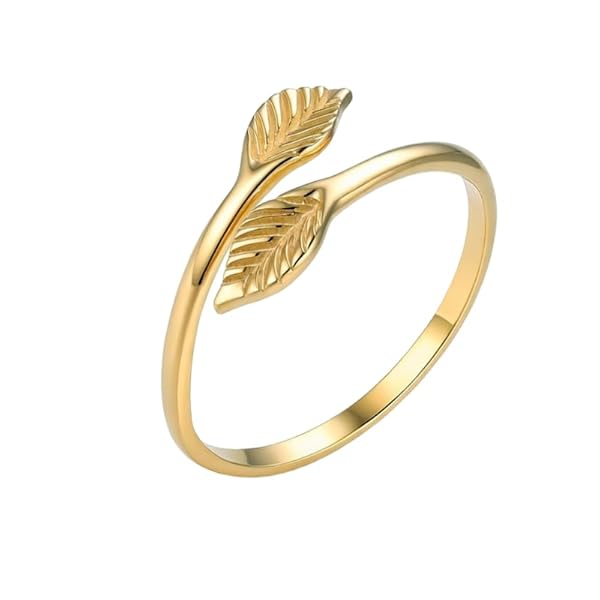 Salia Gold Paris Bague – or 18 carats – 0.99 gr – Ornée de deux feuilles délicatement courbées – Valeur refuge – Idée cadeau – poinçon 750 – Certificat d’authenticité
