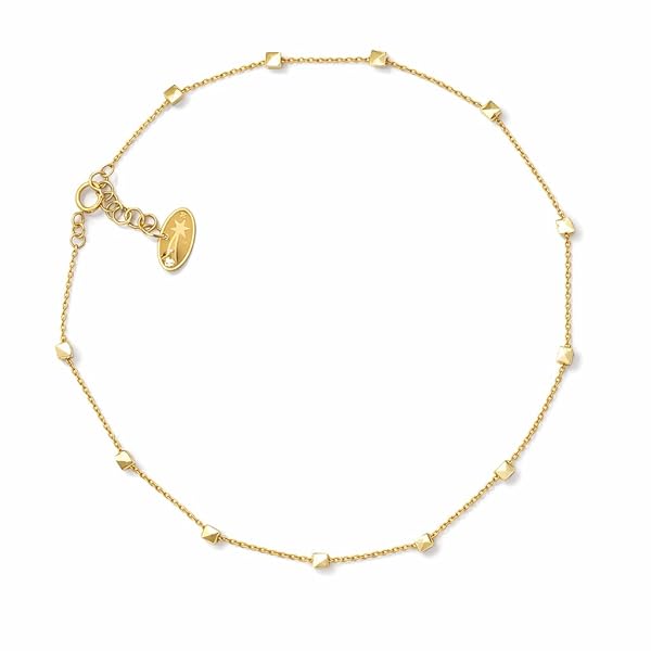 Salia Gold Paris Bracelet cheville – or 18 Carats – 1.68 gr – Décorés de petits cubes dorés facettés – Valeur refuge – Idée cadeau – poinçon 750 – Certificat d’authenticité