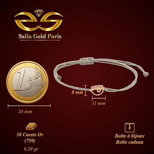 Salia Gold Paris Bracelet – or 18 Carats – 0.20 gr – design petit bonhomme borgne – Valeur refuge – Idée cadeau – poinçon 750 – Certificat d’authenticité - Image 4