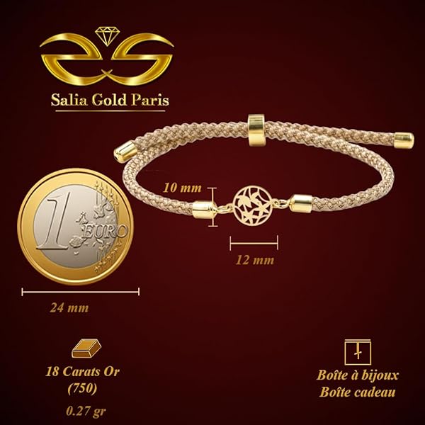 Salia Gold Paris Bracelet – or 18 Carats – 0.27 gr – design floral tressé – Valeur refuge – Idée cadeau – poinçon 750 – Certificat d’authenticité - Image 4