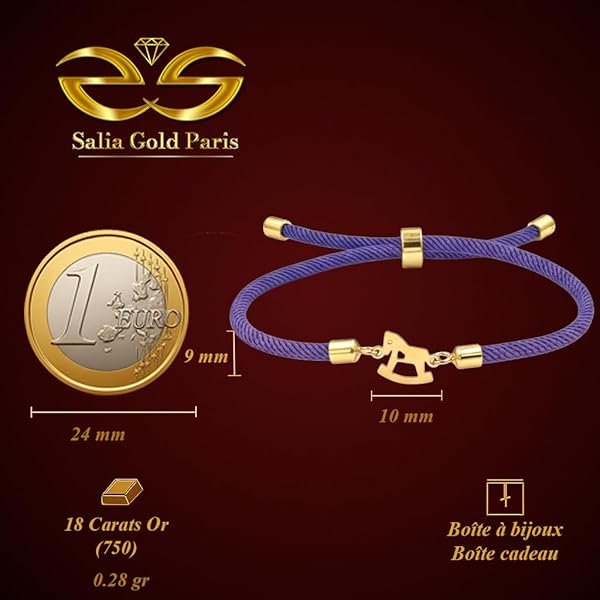 Salia Gold Paris Bracelet – or 18 Carats – 0.28 gr – cheval à bascule – Valeur refuge – Idée cadeau – poinçon 750 – Certificat d’authenticité - Image 4