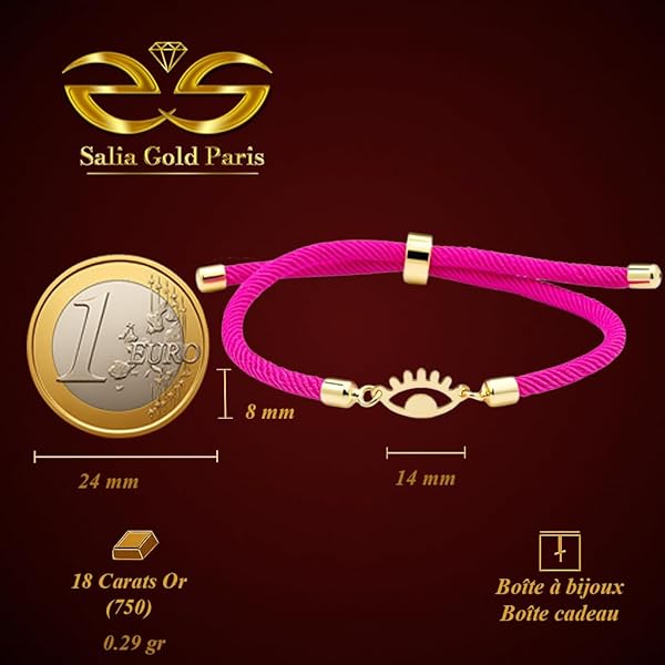Salia Gold Paris Bracelet – or 18 Carats – 0.29 gr – motif œil – Valeur refuge – Idée cadeau – poinçon 750 – Certificat d’authenticité - Image 4