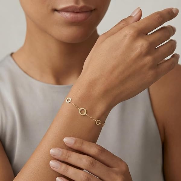 Salia Gold Paris Bracelet – or 18 carats – 0.97 gr – Géométrique orné de petits et grands cercles ajourés – Valeur refuge – Idée cadeau – poinçon 750 – Certificat d’authenticité - Image 3